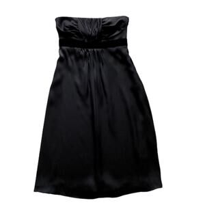 Banana Republic Dress Black Silk Strapless Velvet Ribbon Waist LBD Size 2 NEW